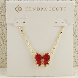 Kendra Scott Haley Red Bow Gold Pendant Necklace